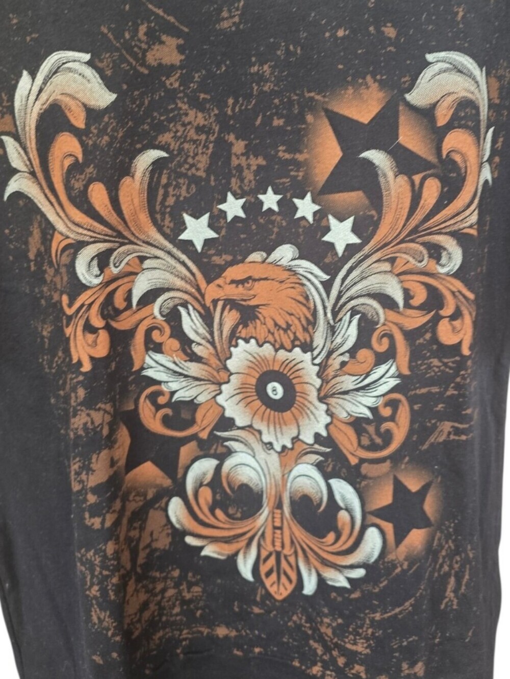 Tribal Eagle Black Acid Wash Short Sleeve Graphic T-shirt L - Picture 2 of 5